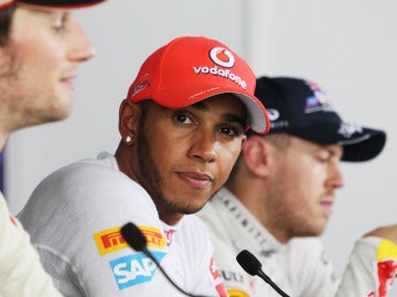 Lewis Hamilton, en rueda de prensa