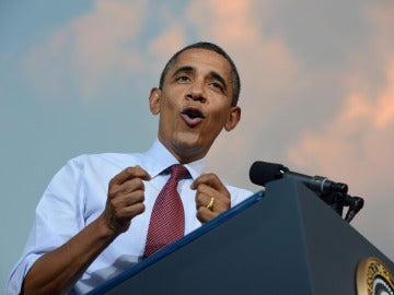 El presidente estadounidense Barack Obama durante un acto de campaña en Leesburg, Virginia (EEUU)