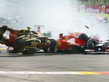 Grosjean, en el accidente en Spa