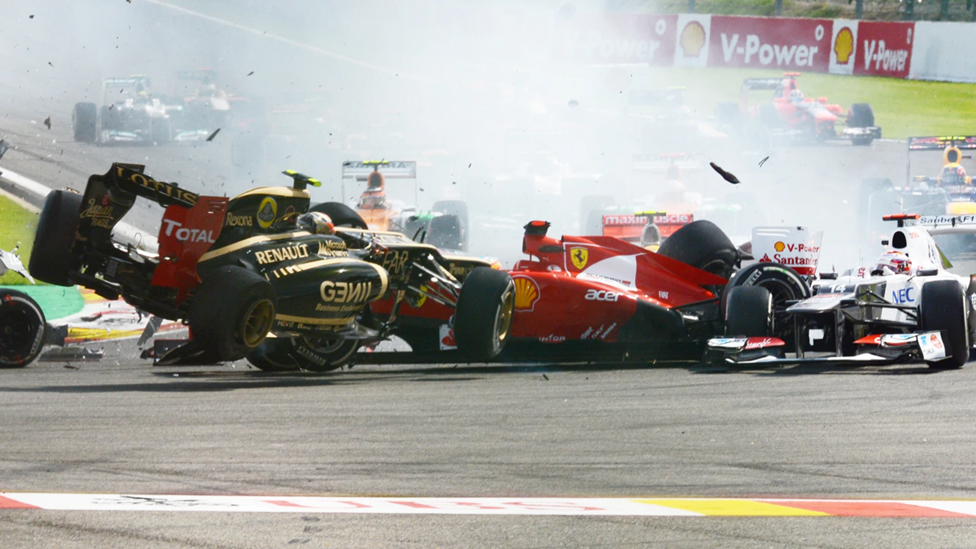 Grosjean, en el accidente en Spa