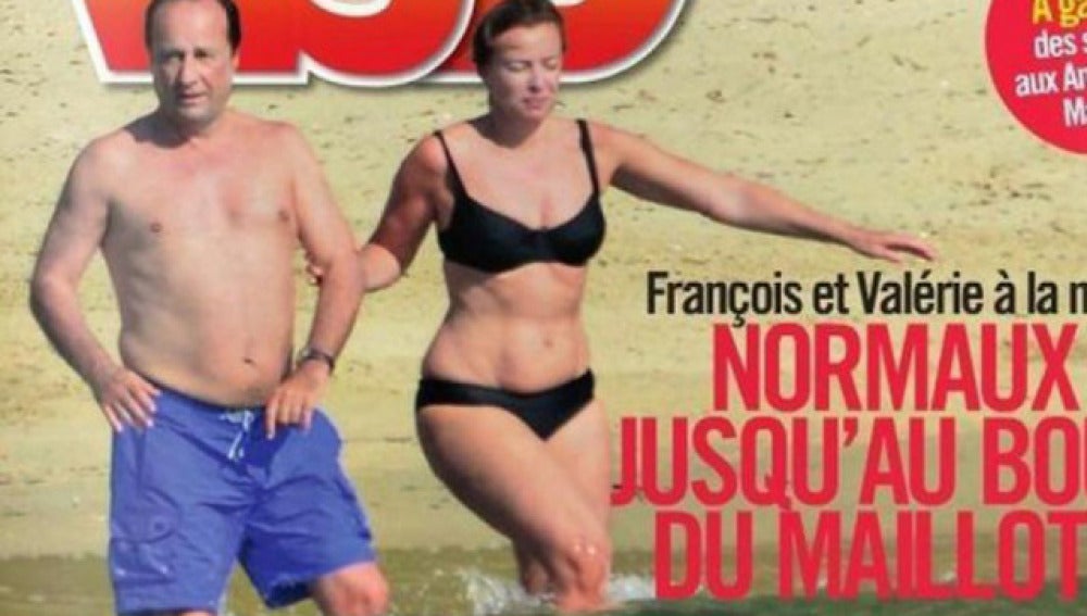 Valérie Trierweiler, en bañador junto al presidente francés