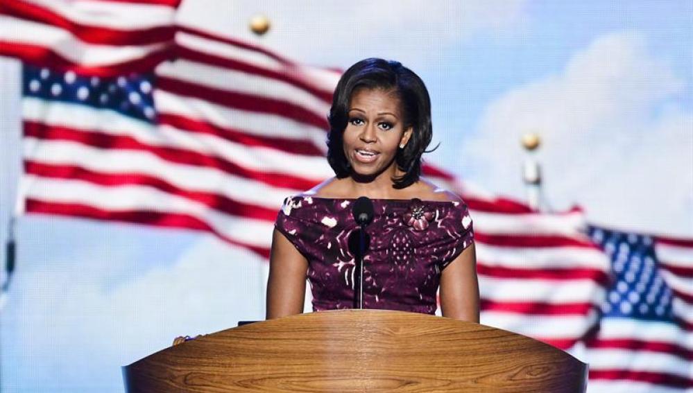 Michelle Obama durante la convención del partido Demócrata