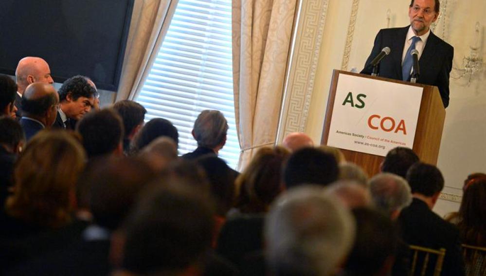 Mariano Rajoy durante la conferencia en la Asociación de las Américas en Nueva York
