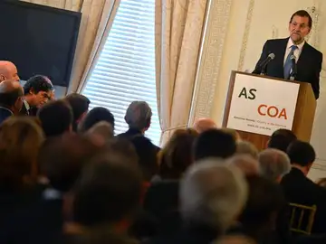 Mariano Rajoy durante la conferencia en la Asociación de las Américas en Nueva York Mariano Rajoy durante la conferencia en la Asociación de las Américas en Nueva York