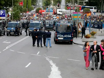La Policía vigila la Plaza de Neptuno La Policía vigila la Plaza de Neptuno