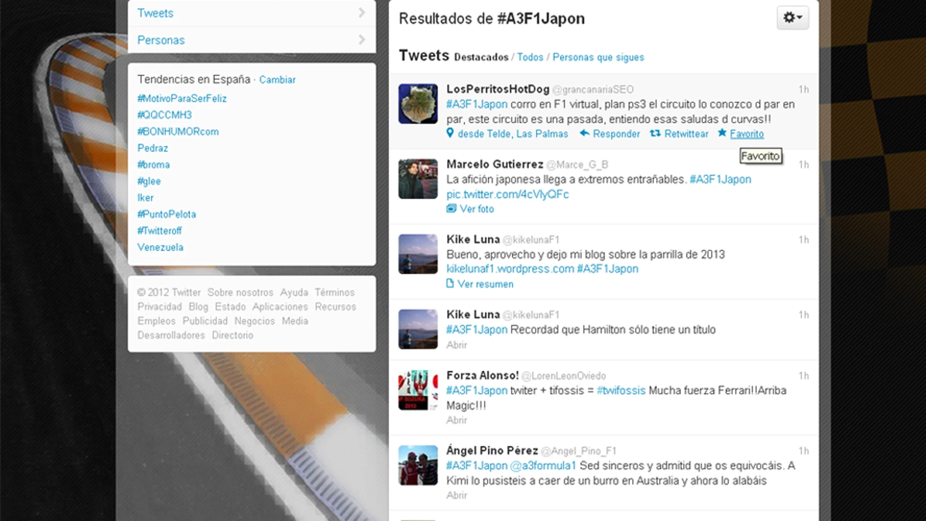 Los internautas tuitean con el hashtag #A3F1Japon.