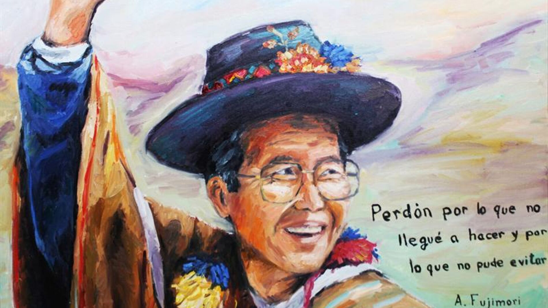 Imagen de un supuesto autorretrato del expresidente peruano encarcelado Alberto Fujimori