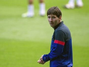 Messi, en un entrenamiento del FC Barcelona
