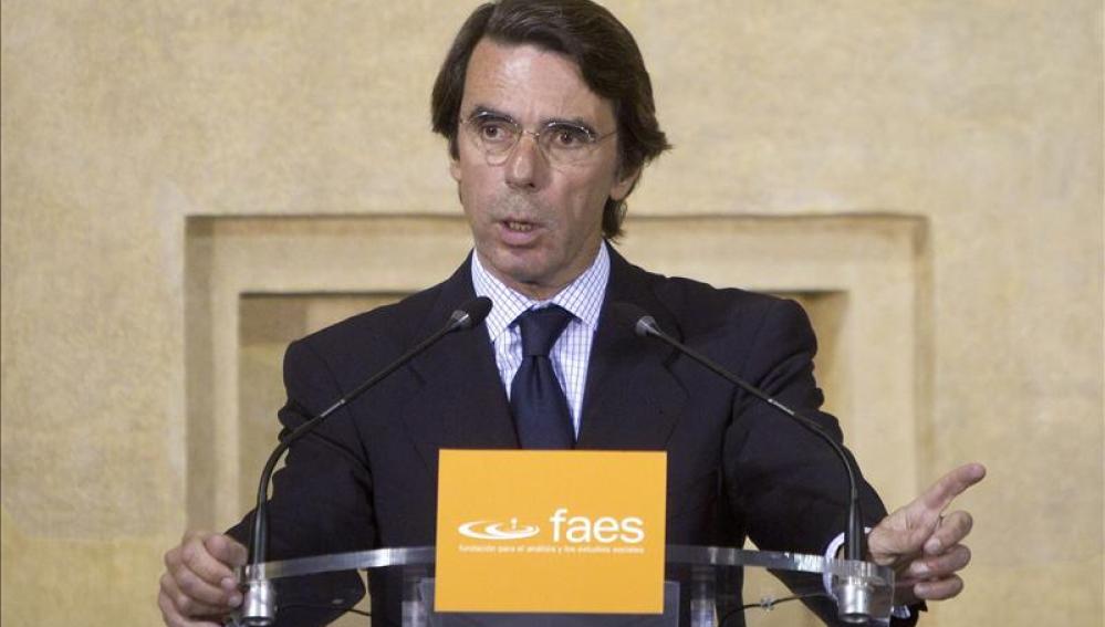 José María Aznar, en un acto de las FAES