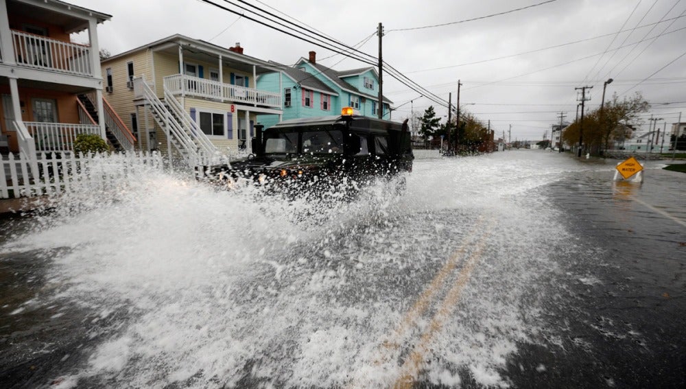 Calles inundadas tras el paso del huracán Sandy