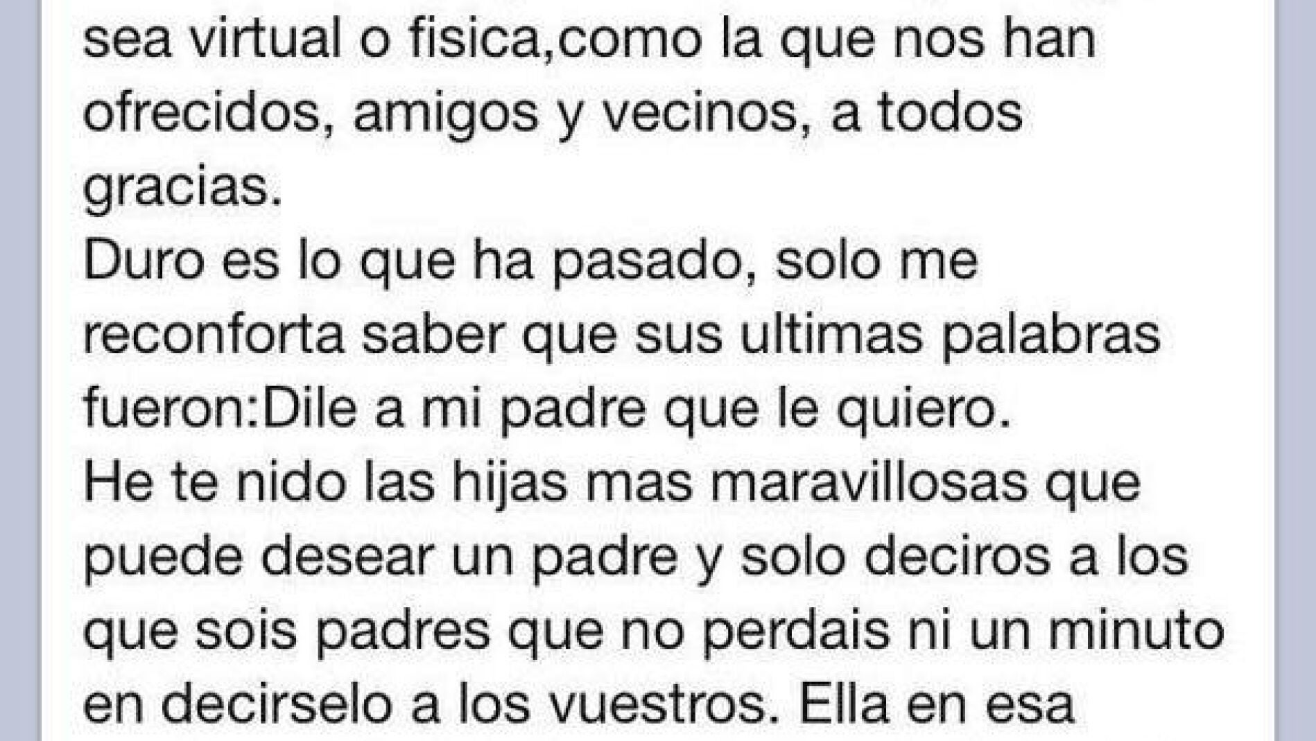 Las palabras del padre de Katia, fallecida en el Madrid Arena