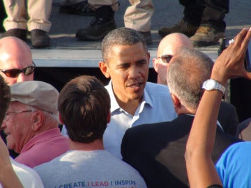 Barack Obama durante un acto político en Hollywood 