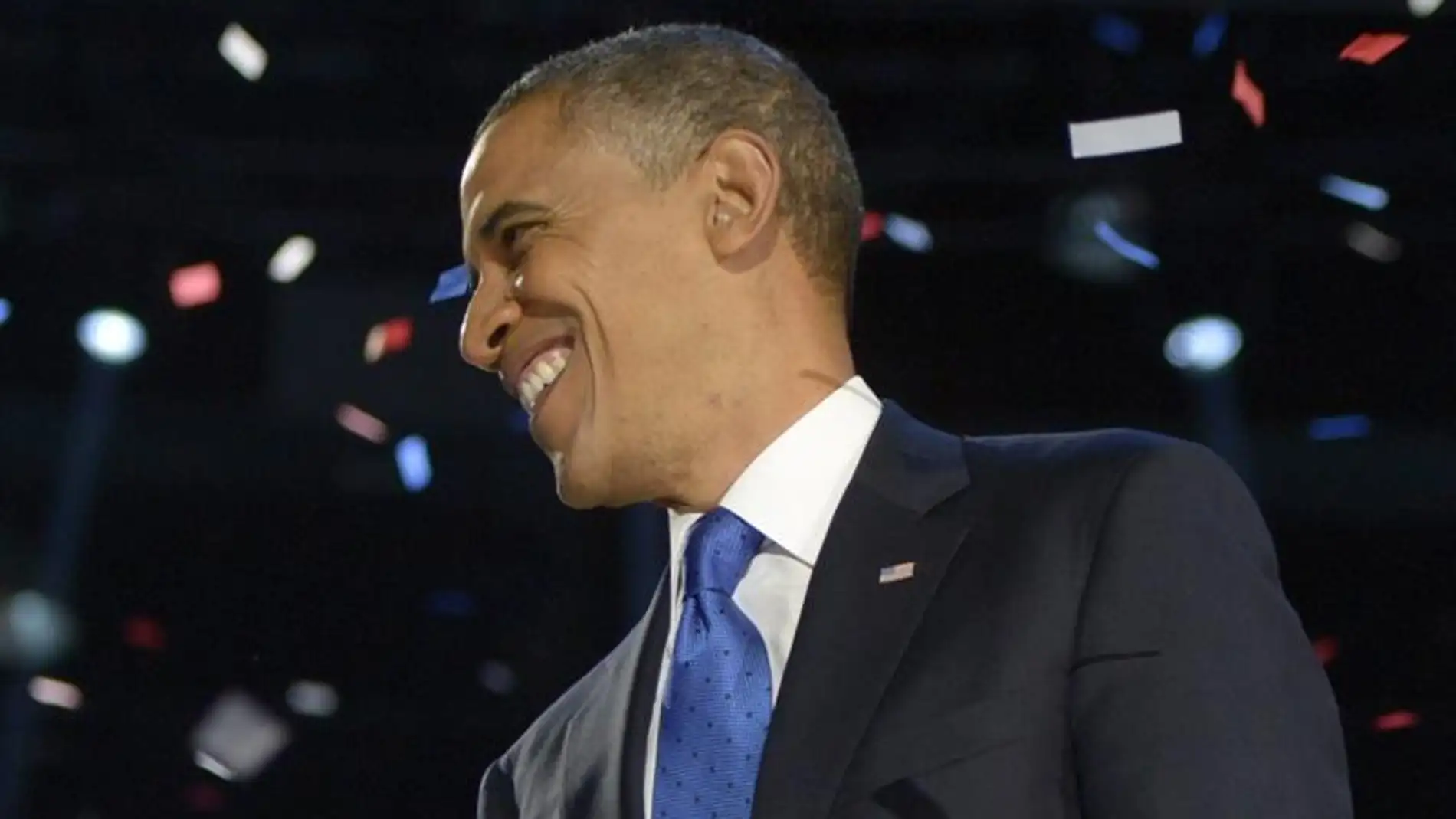 Barack Obama tras pronunciar el discurso de la victoria