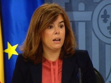 Soraya Saénz de Santamaría en la rueda de prensa del Consejo