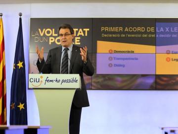 El candidato de CiU a la reelección, Artur Mas, durante el mitin
