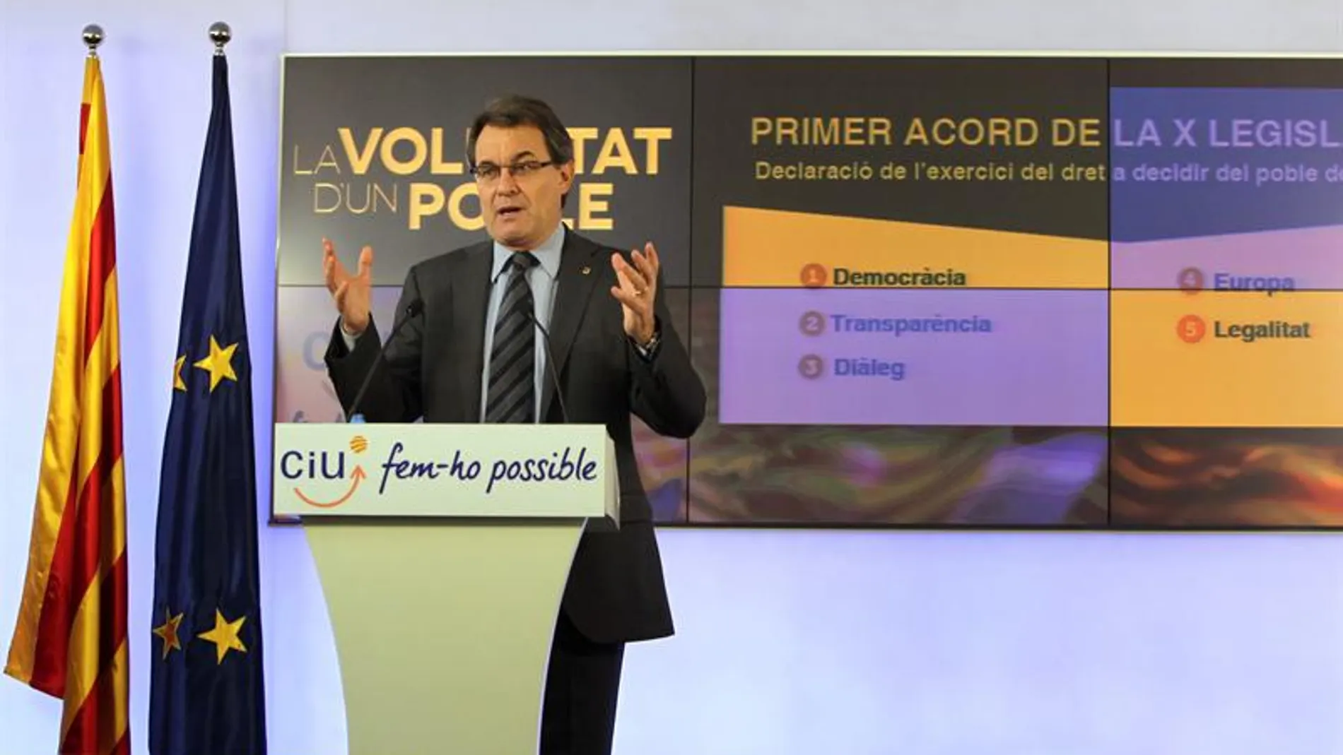 El candidato de CiU a la reelección, Artur Mas, durante el mitin