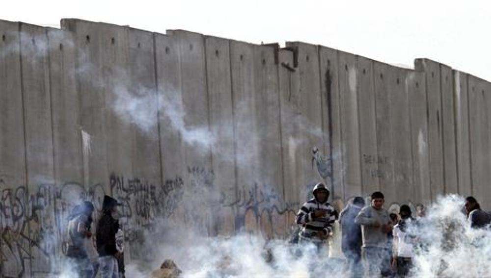 Manifestantes palestinos en Ramala