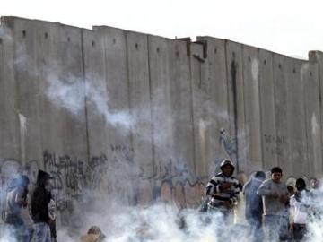 Manifestantes palestinos en Ramala