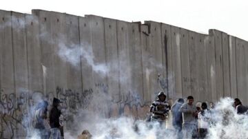 Manifestantes palestinos en Ramala