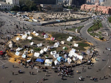 Acampados en la Plaza Tahrir