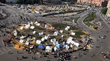 Acampados en la Plaza Tahrir