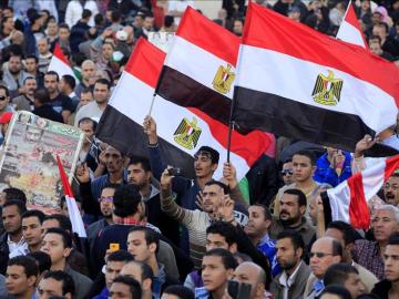 Manifestantes en la plaza Tahrir