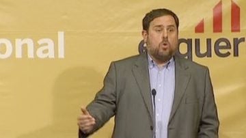 Oriol Junqueras durante la rueda de prensa