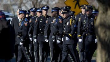 La Policía en los funerales del tiroteo de Newtown (Connecticut)