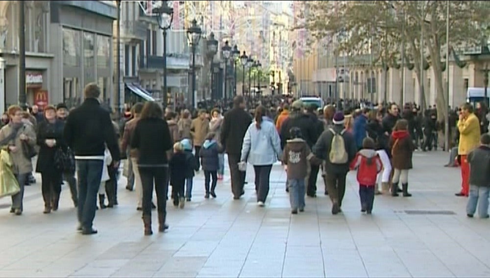 Aglomeración navideña en Madrid