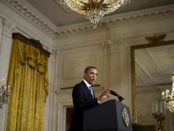 Barack Obama, durante la rueda de prensa en la Casa Blanca