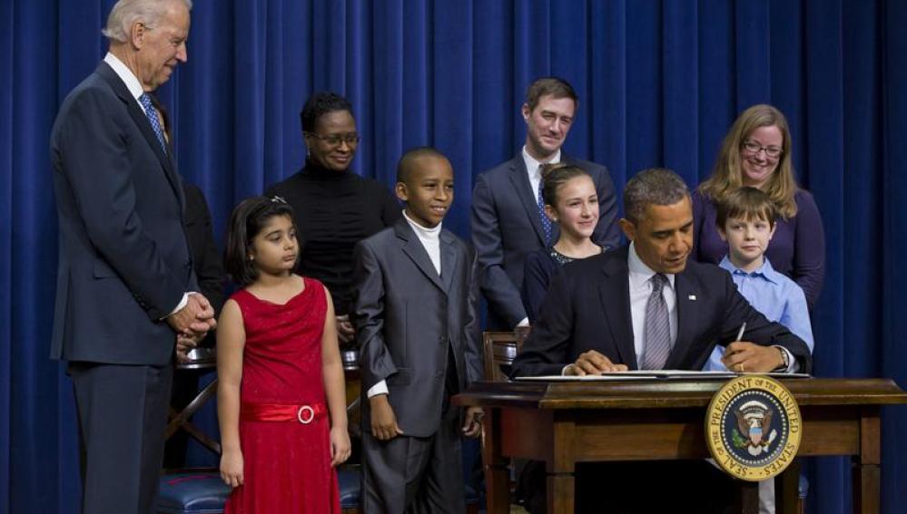 El presidente Barack Obama, durante la firma de 23 órdenes ejecutivas para endurecer el control de armas