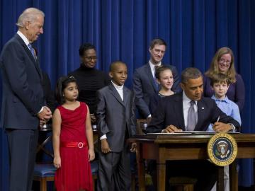 El presidente Barack Obama, durante la firma de 23 órdenes ejecutivas para endurecer el control de armas