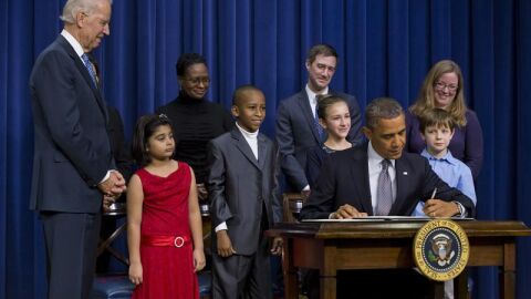 El presidente Barack Obama, durante la firma de 23 &oacute;rdenes ejecutivas para endurecer el control de armas