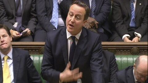 El primer ministro, David Cameron, se dirige a la C&aacute;mara de los Comunes en el Parlamento brit&aacute;nico