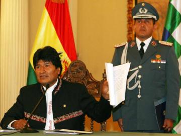 Evo Morales, durante una rueda de prensa en La Paz