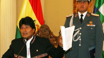 Evo Morales, durante una rueda de prensa en La Paz