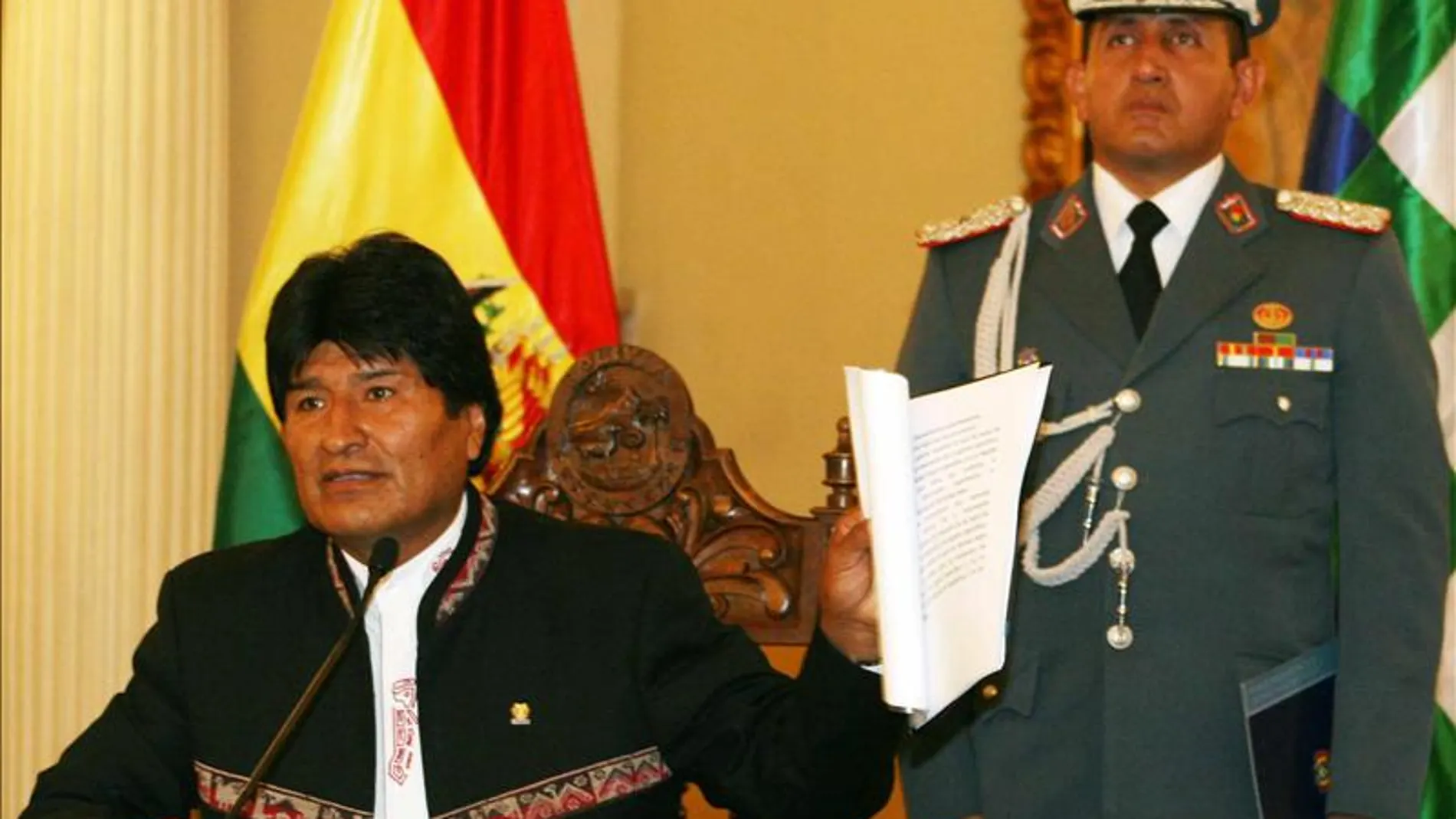 Evo Morales, durante una rueda de prensa en La Paz Evo Morales, durante una rueda de prensa en La Paz