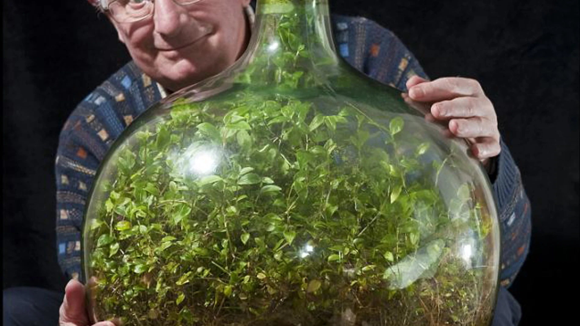 David Latimer con su planta David Latimer con su planta