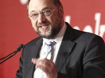 Martin Schulz durante su intervención en la cumbre que se celebra en Madrid
