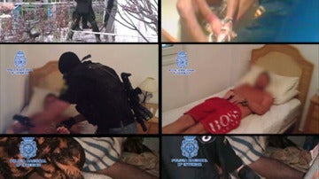 Fotografías facilitadas por la Policía Nacional en las que aparecen imágenes de falsos secuestros