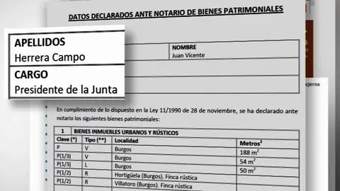 Extracto de la declaración de la renta de Juan Vicente Herrera Extracto de la declaración de la renta de Juan Vicente Herrera