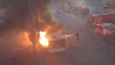 Un autob&uacute;s escolar se incendia en Lorca