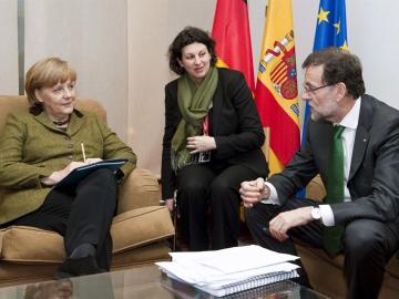 Angela Merkel y Mariano Rajoy, en la reunión previa a la cumbre de la UE