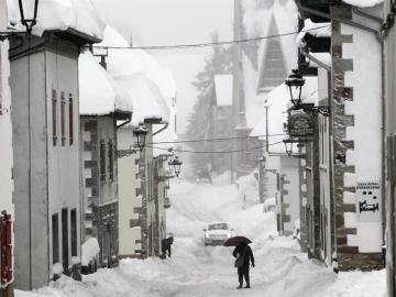 Nevadas en un pueblo de Navarra