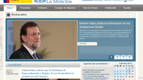 La web de Moncloa publica los datos fiscales de Mariano Rajoy La web de Moncloa publica los datos fiscales de Mariano Rajoy