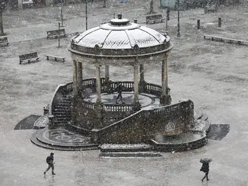 La Plaza del Castillo de Pamplona nevada La Plaza del Castillo de Pamplona nevada