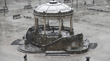 La Plaza del Castillo de Pamplona nevada