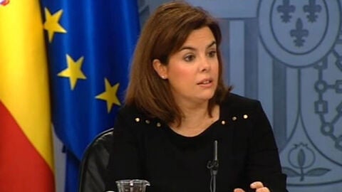 Soraya S&aacute;enz de Santamar&iacute;a en rueda de prensa