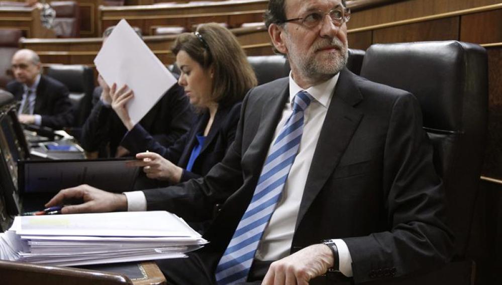 Mariano Rajoy y Soraya Sáenz de Santamaría, en el Congreso