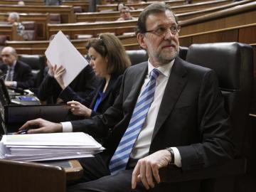 Mariano Rajoy y Soraya Sáenz de Santamaría, en el Congreso